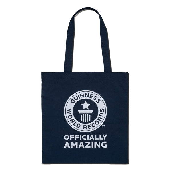 Navy tote bag with GWR logo and Officially Amazing text on a white background