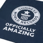 Zoomed image of GWR logo on navy tote bag with 'Officially Amazing' text.