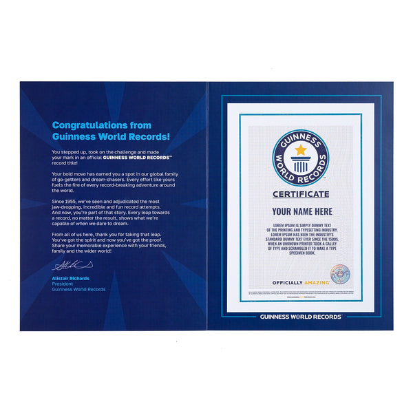 Official Record Participant Certificate | Guinness World Records