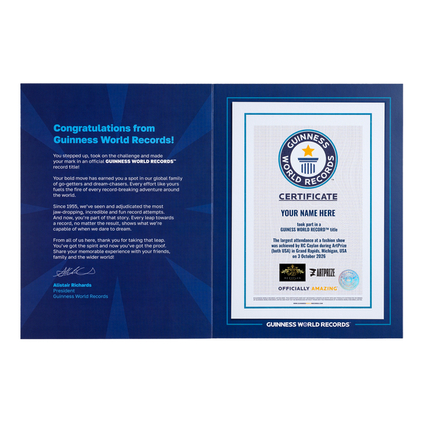Record Participant Certificate The Largest Attendance at a Fashion Show 
