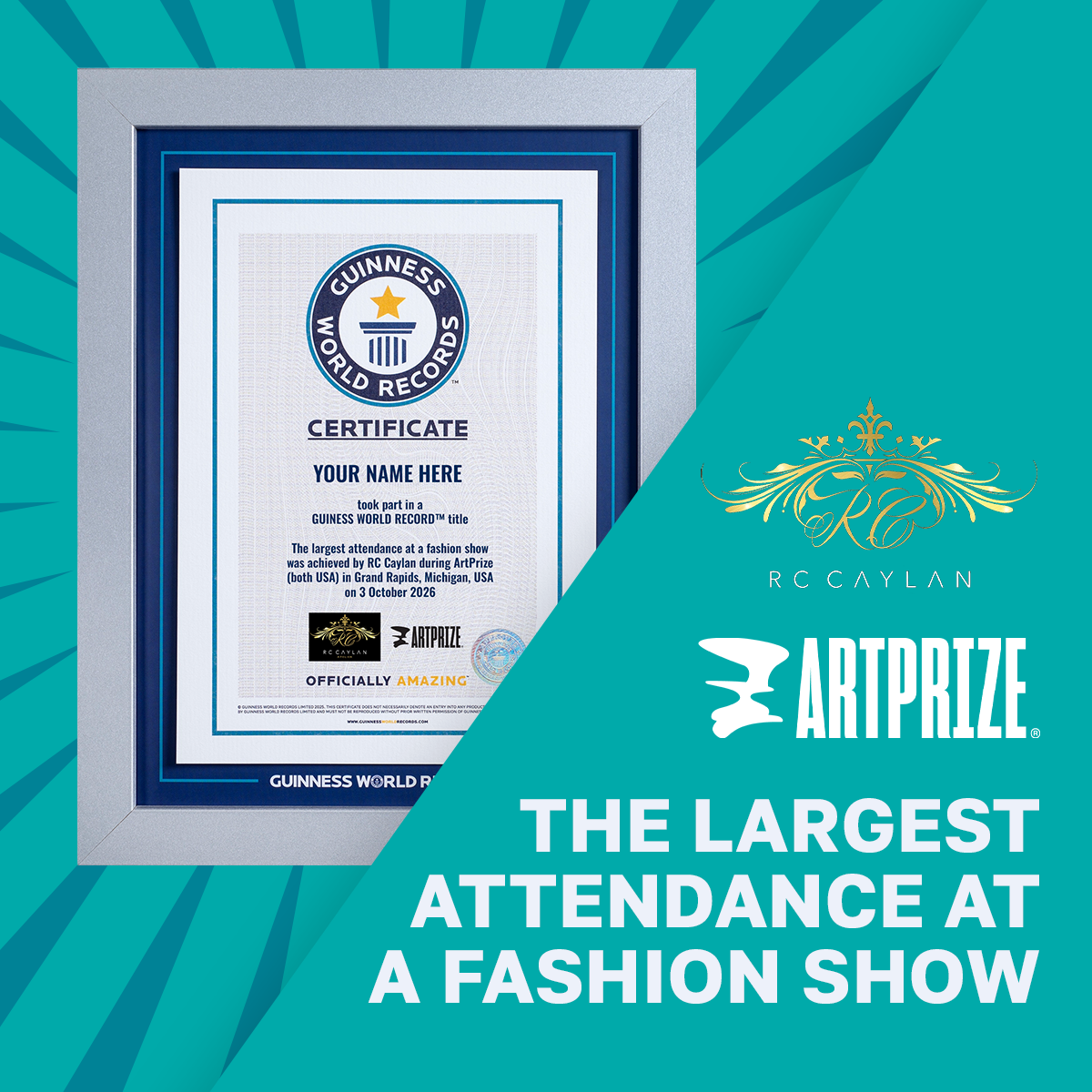Record Participant Certificate The Largest Attendance at a Fashion Show 