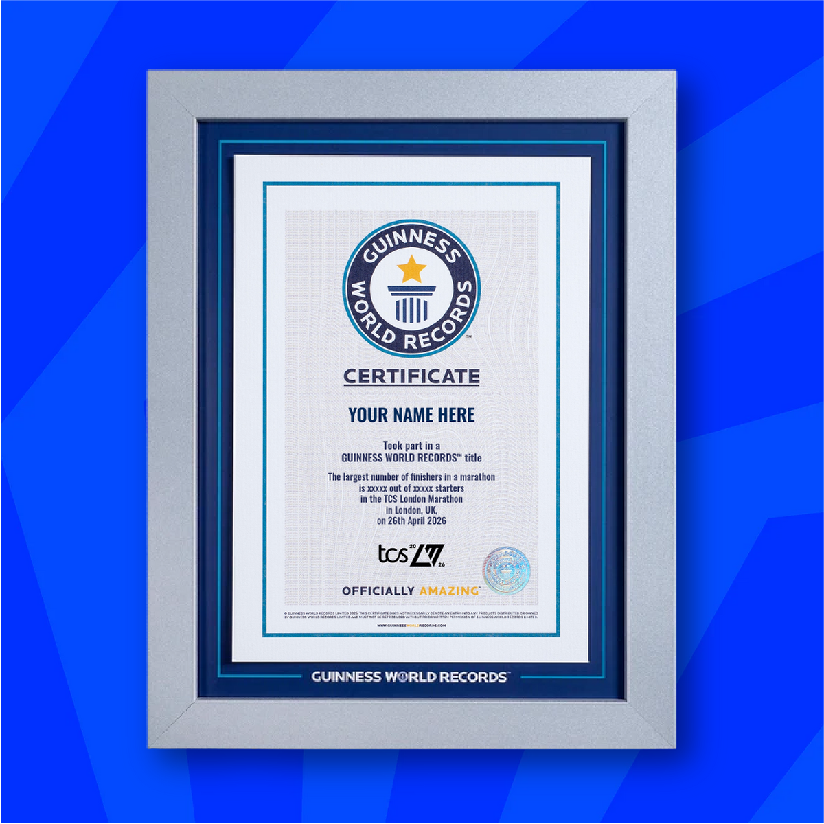 Record Participant Certificate - TCS London Marathon 2026