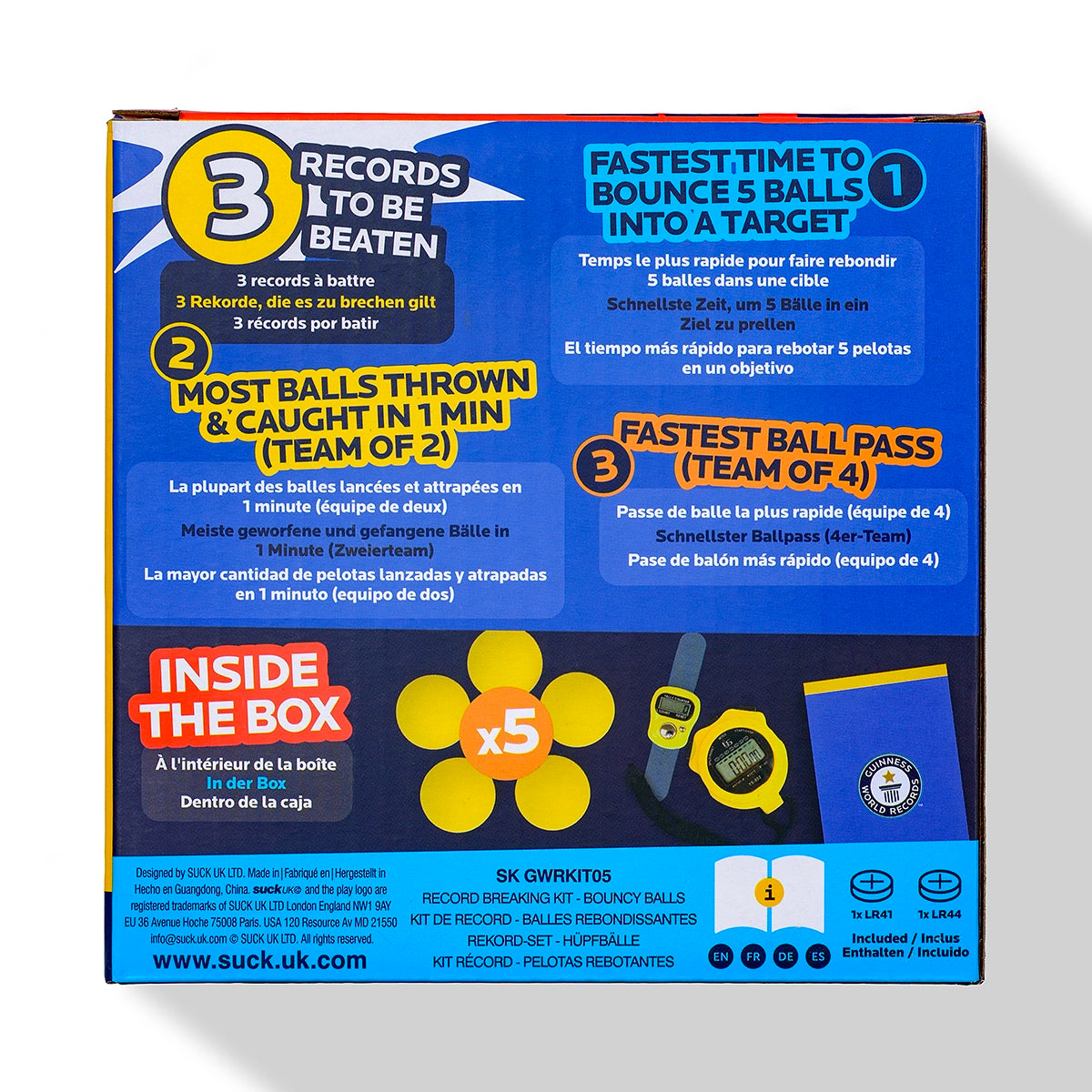 back of bouncy ball record kit box