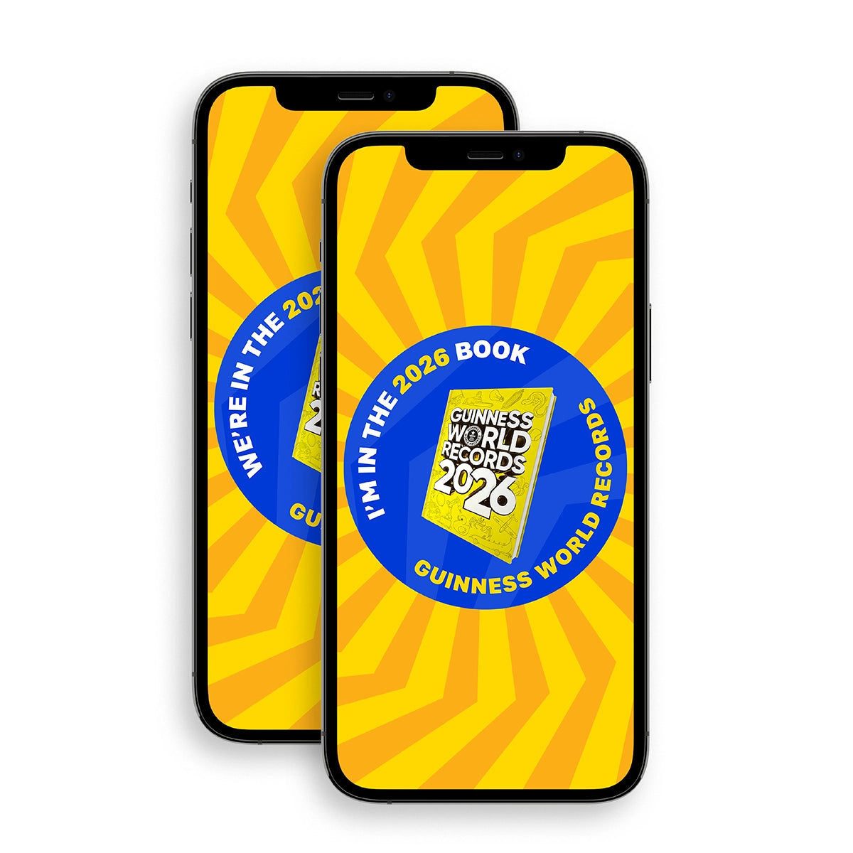 We're in the Book Digital Badge two phone mockups