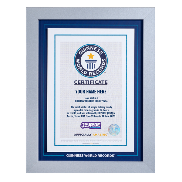 Record Participant Certificate The Most Photos of People Holding Candy Uploaded to Instagram