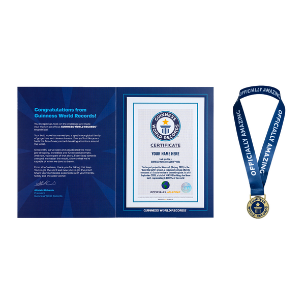 Record Participant Certificate The Largest Project in Minecraft 