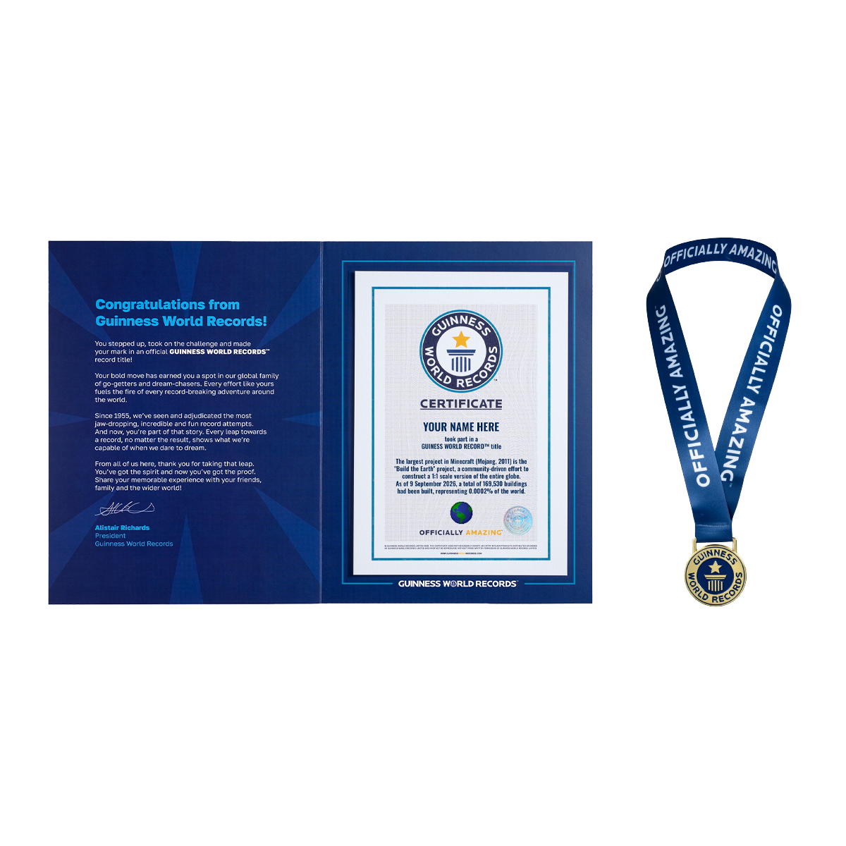 Record Participant Certificate The Largest Project in Minecraft 