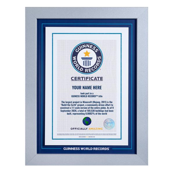 Record Participant Certificate The Largest Project in Minecraft 