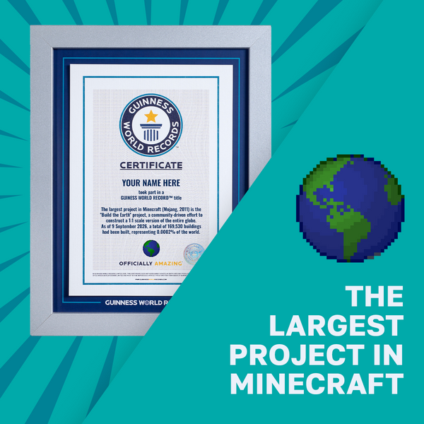 Record Participant Certificate The Largest Project in Minecraft 