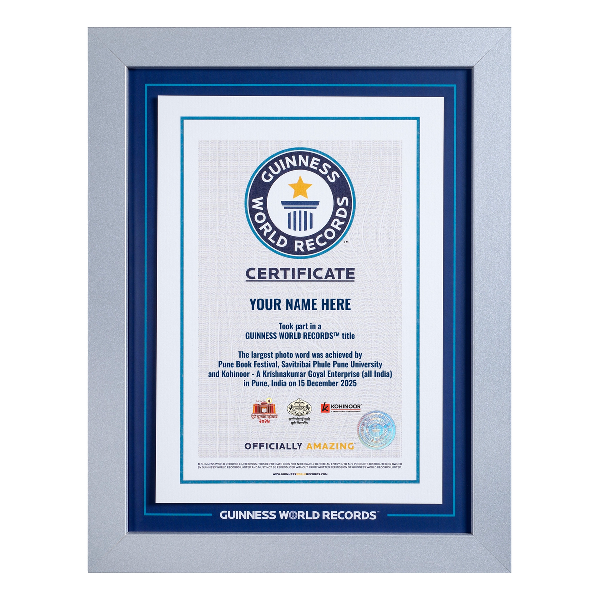 Record Participant Certificate Largest Photo Word