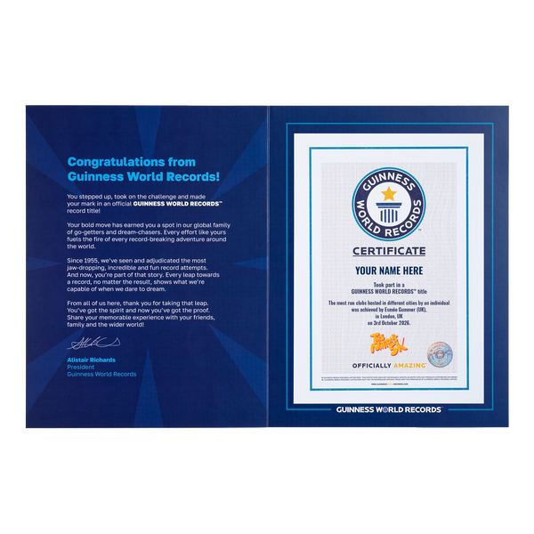 Record Participant Certificate Most Run Clubs Hosted In Different Cities By An Individual