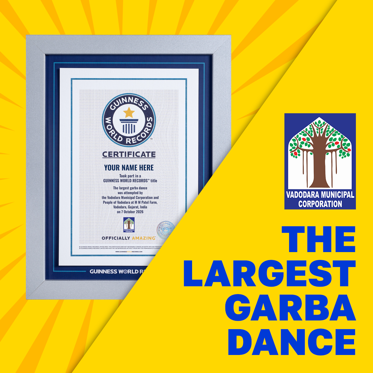 Record Participant Certificate The largest Garba dance