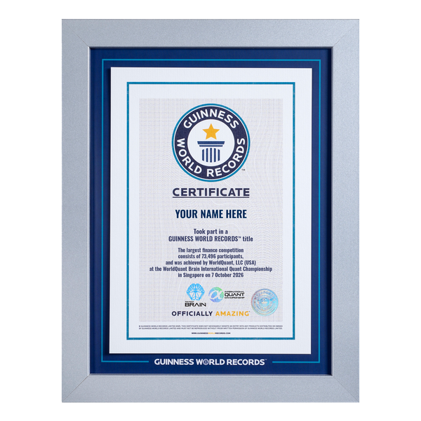 Record Participant Certificate The Largest Finance Competition