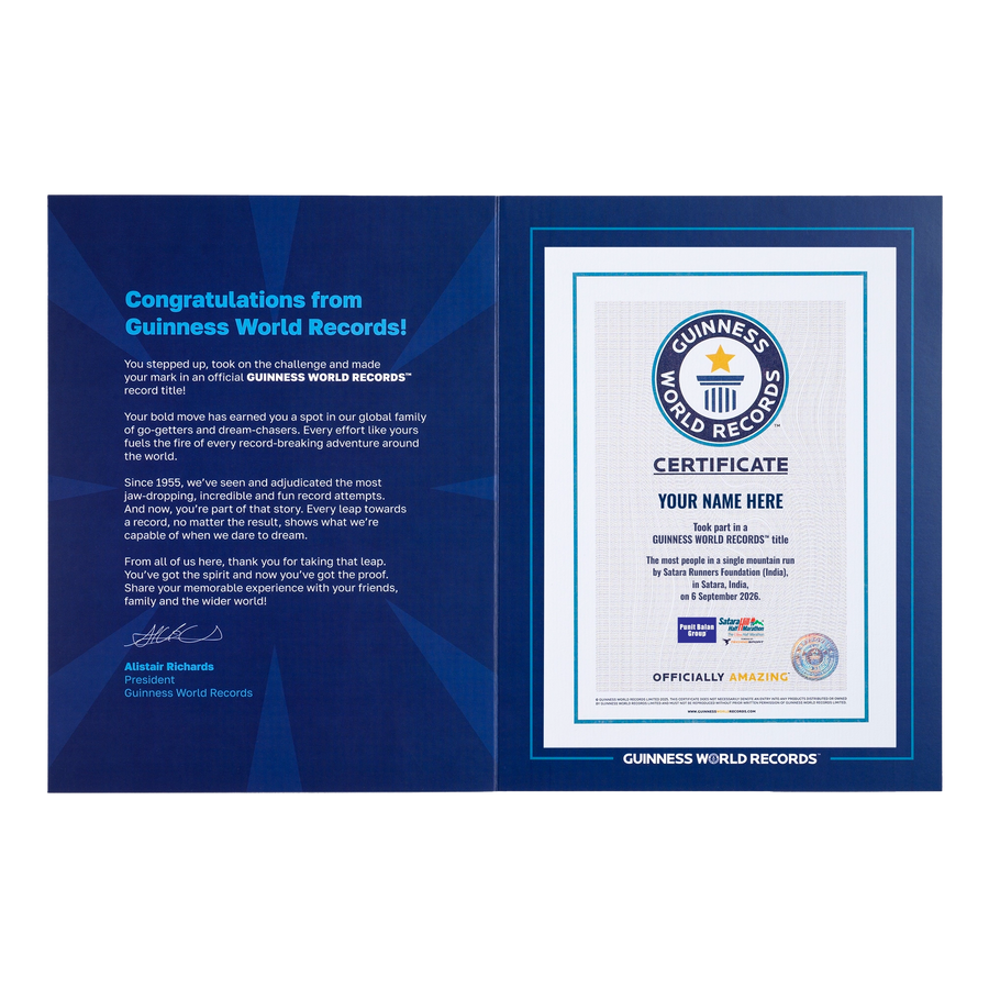 Record Participant Certificate Most People in a Single Mountain Run