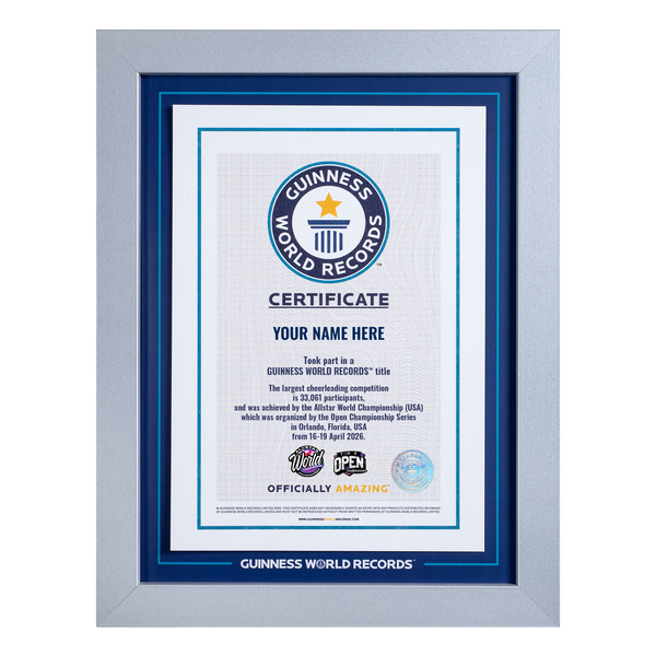 Record Participant Certificate The Largest Cheerleading Competition