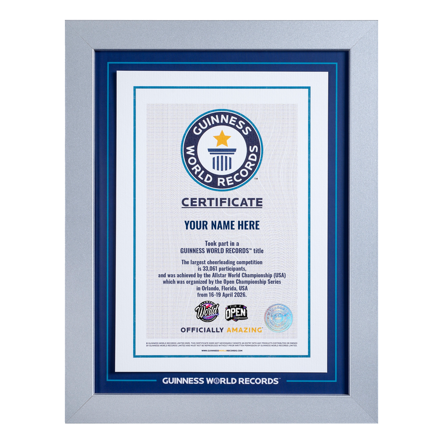Record Participant Certificate The Largest Cheerleading Competition
