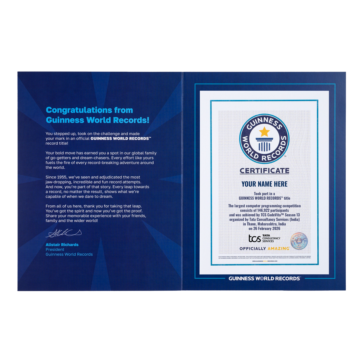 Record Participant Certificate The Largest Computer Programming Competition