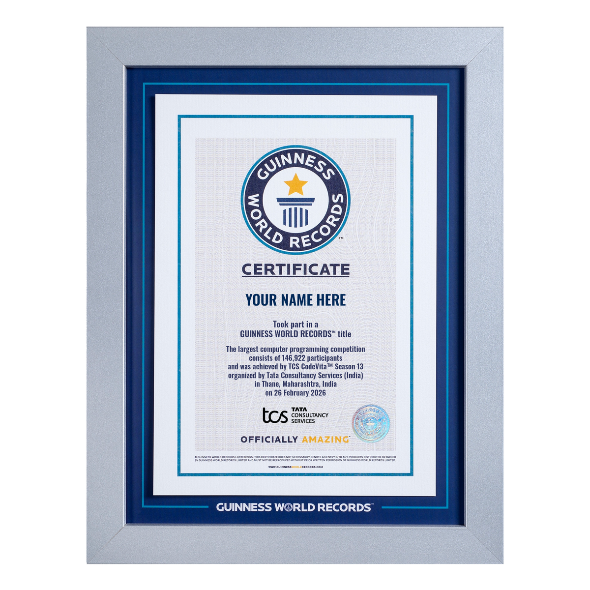 Record Participant Certificate The Largest Computer Programming Competition