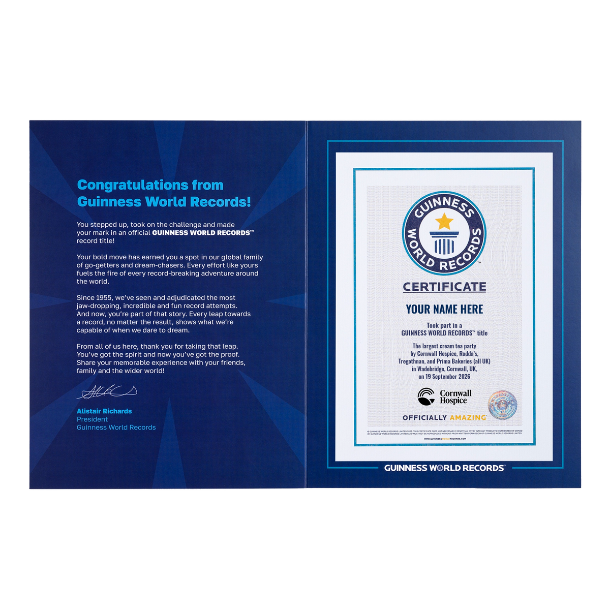Record Participant Certificate Largest Cream Tea Party