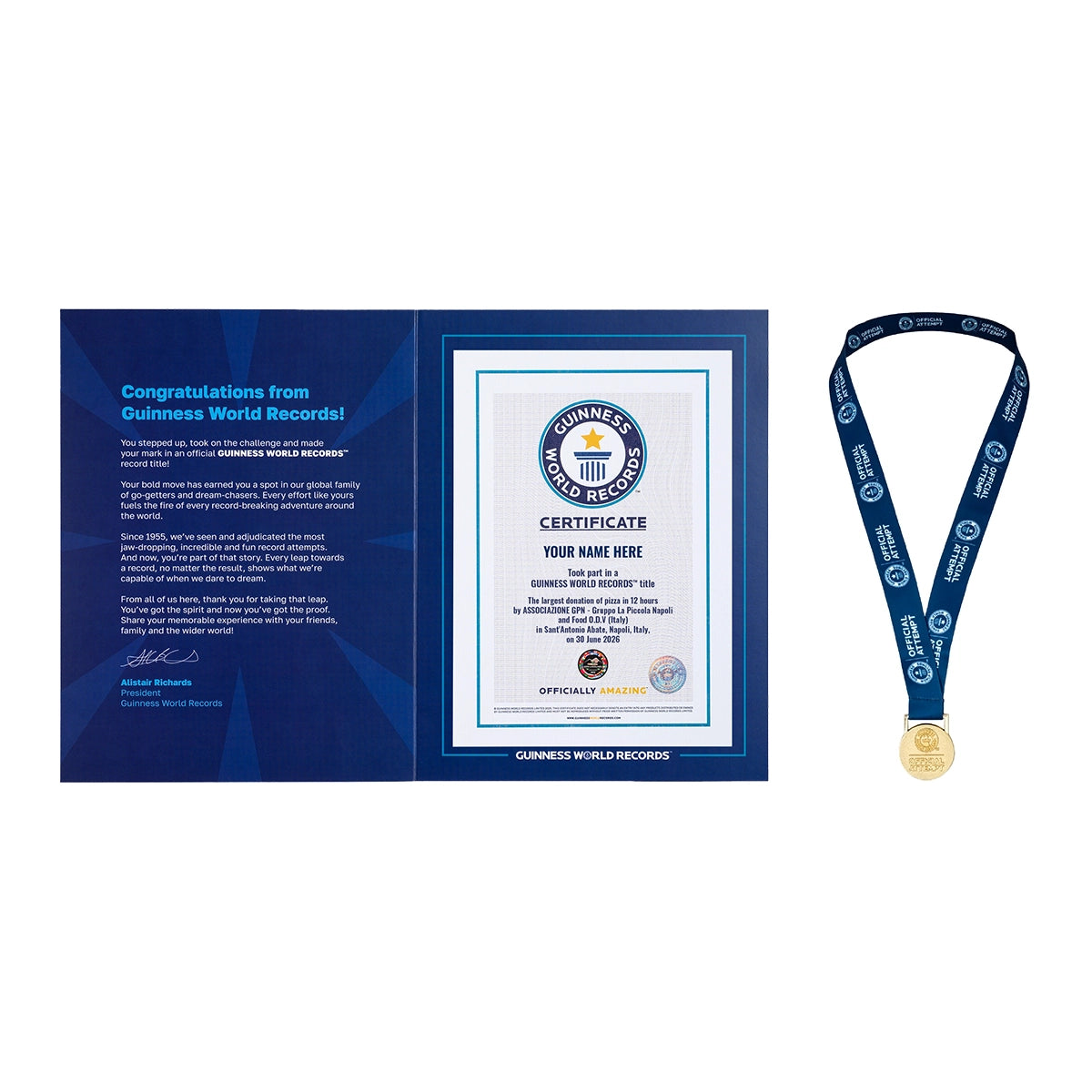 Record Participant Certificate The Largest Pizza Donation in 12 Hours