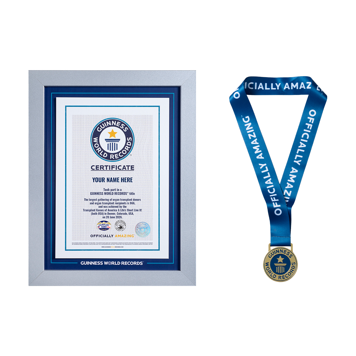 Record Participant Certificate The Largest Gathering of Organ Transplant Donors and Organ Transplant Recipients