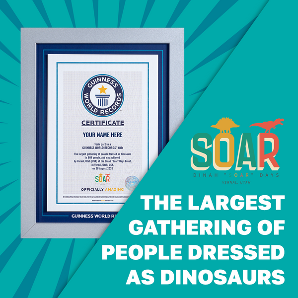 Record Participant Certificate Largest Gathering of People Dressed as Dinosaurs