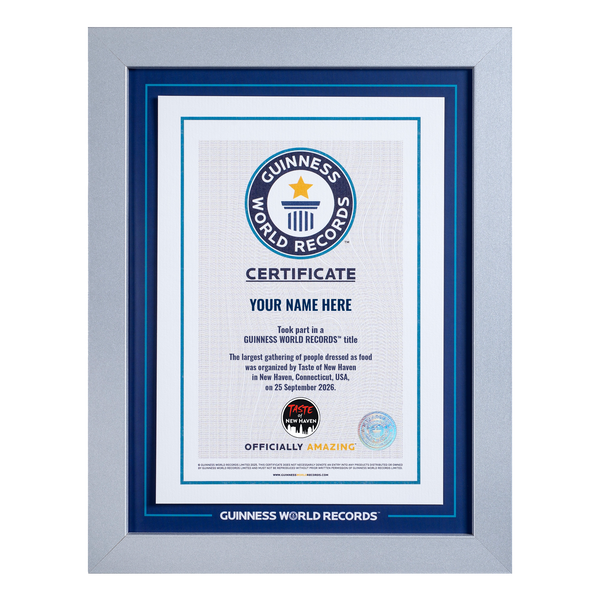 Record Participant Certificate Largest Gathering of People Dressed as Food