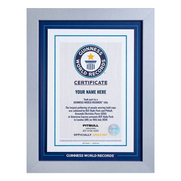 Record Participant Certificate Largest Gathering of Bald Caps