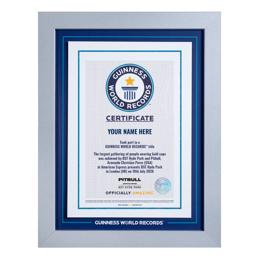 Record Participant Certificate Largest Gathering of Bald Caps