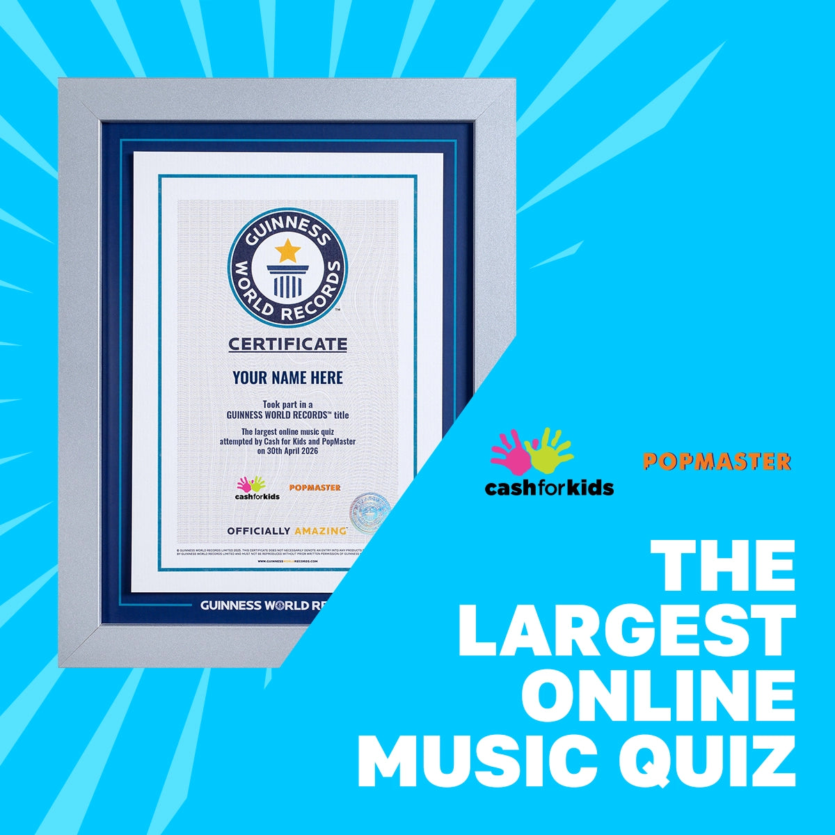 Record Participant Certificate Largest Online Music Quiz