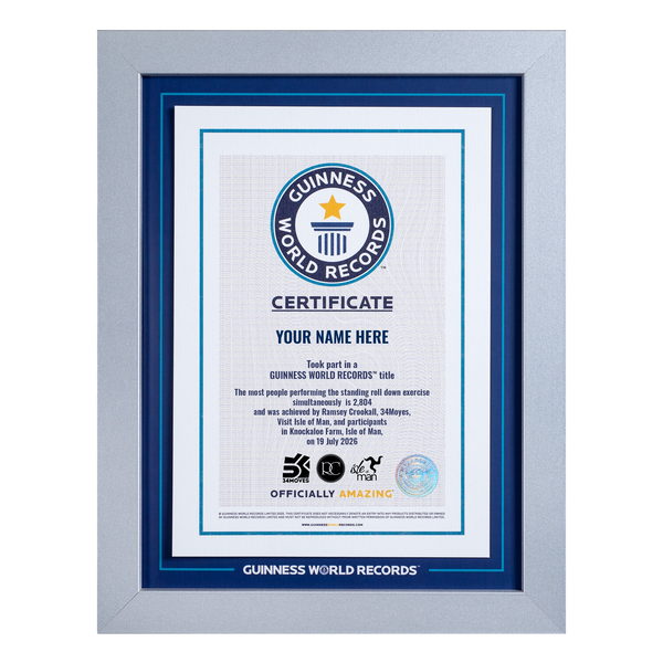 Record Participant Certificate The Most People Performing the Standing Roll Down Exercise Simultaneously
