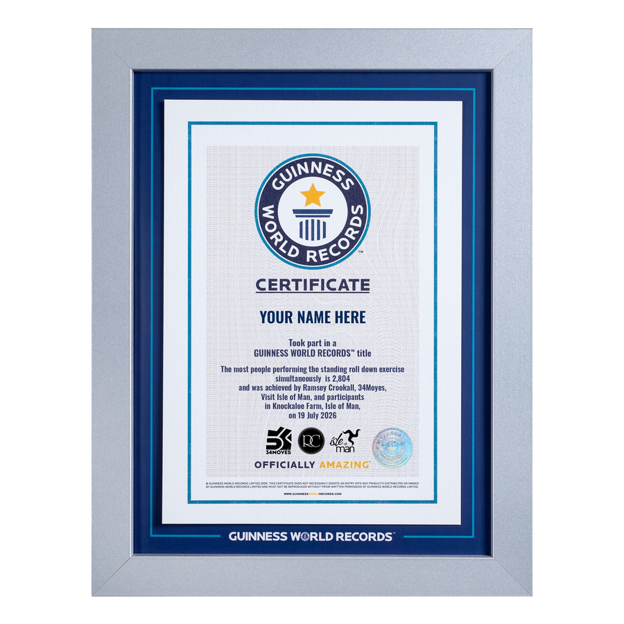Record Participant Certificate The Most People Performing the Standing Roll Down Exercise Simultaneously