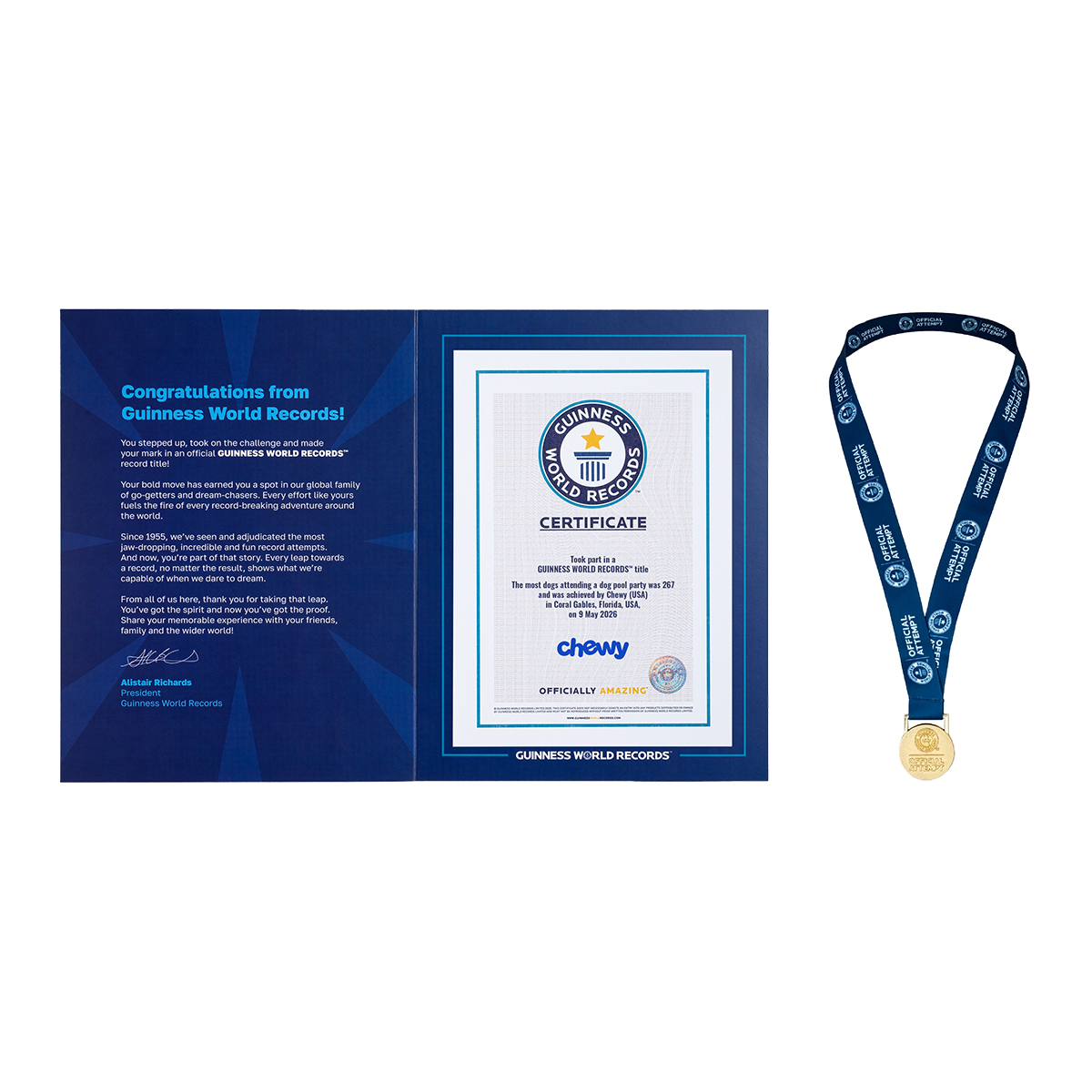 Record Participant Certificate Most Dogs Attending a Dog Pool Party