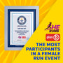 Guinness World Records certificate for a female run event on a yellow background with 'SHE RUNS plan b' logos.