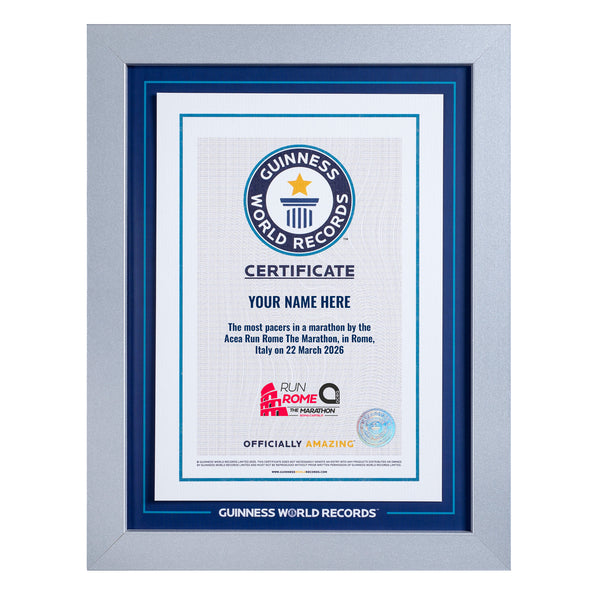 Record Participant Certificate The Most Pacers in a Marathon