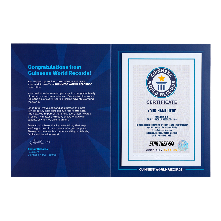 Record Participant Certificate Most People Performing a Vulcan Salute Simultaneously
