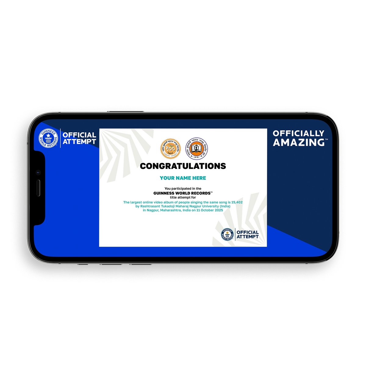 Digital Participation Certificate Largest Online Video Album of People Singing the Same Song