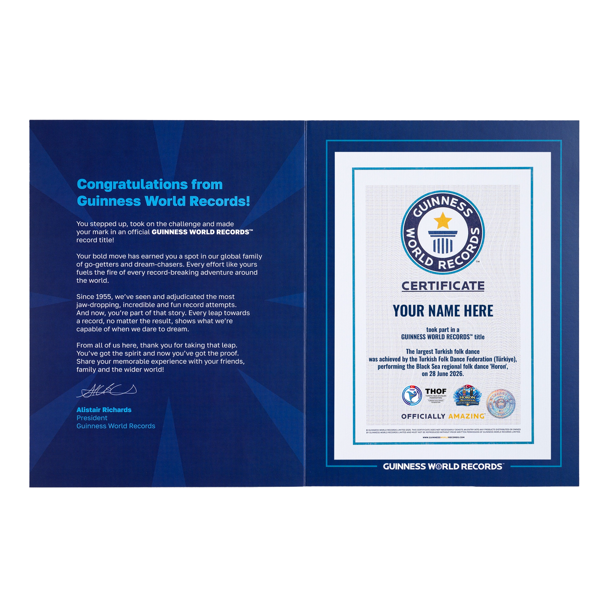 Record Participant Certificate The Largest Turkish Folk Dance