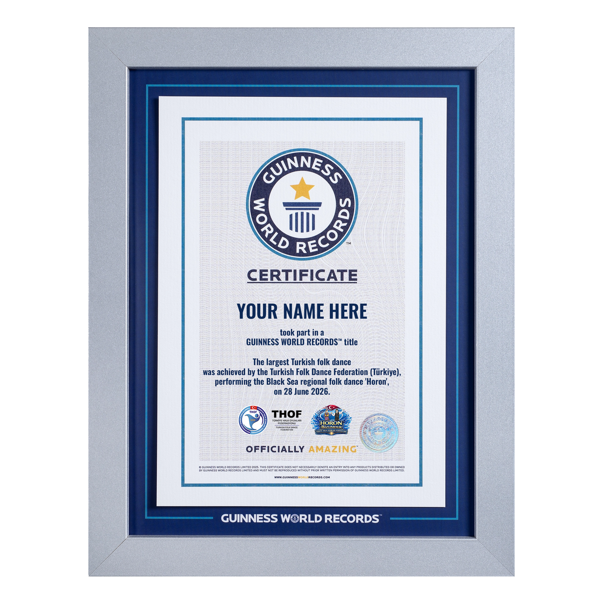 Record Participant Certificate The Largest Turkish Folk Dance