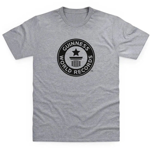 Guinness World Records Kids T Shirt Black Logo-Heather Grey