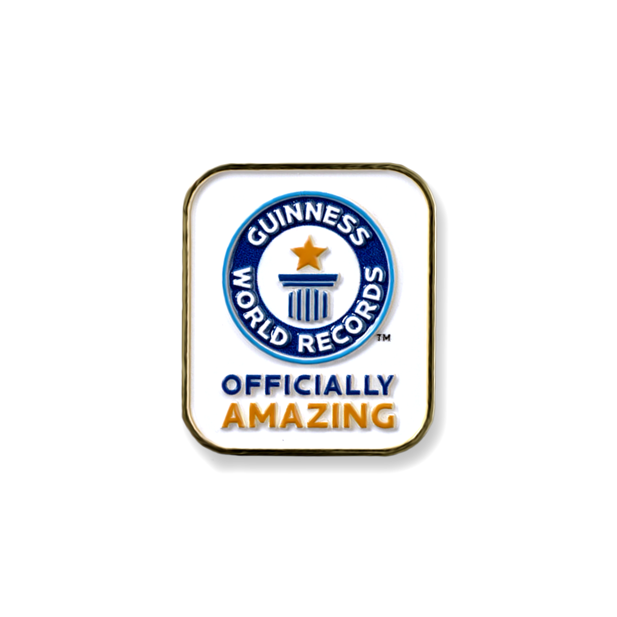 Guinness World Records Officially Amazing pin badge on a white background
